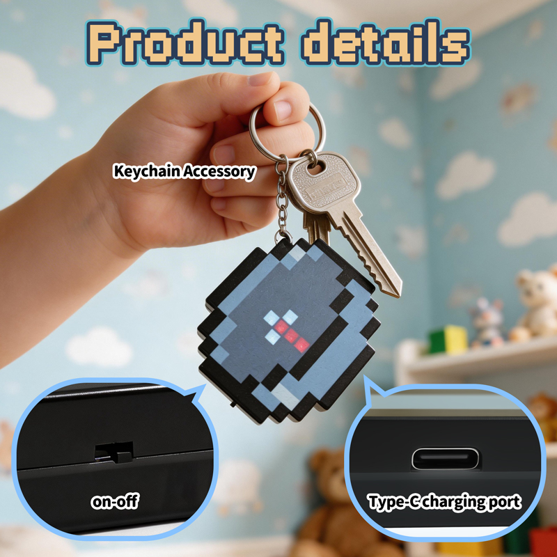 Gaming Accessories Retro - 2026 NEW Rechargeable Pixel Compass Keychain