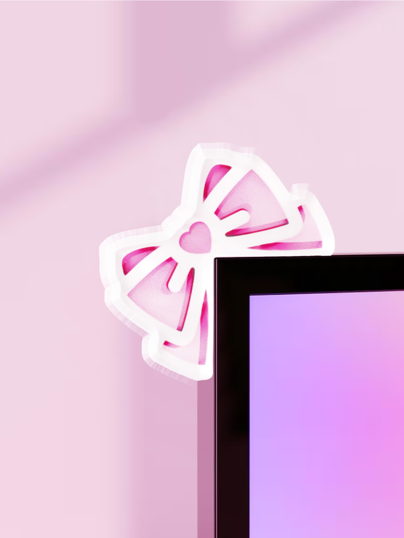 Gaming Home Accessories - Kawaii Bow Monitor Decor Pink Acrylic